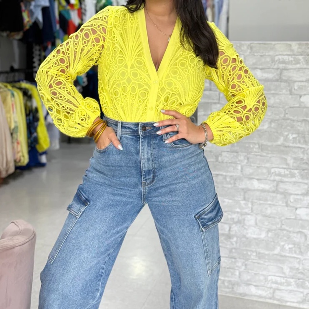 Milk & Honey Yellow Lace Cardigan